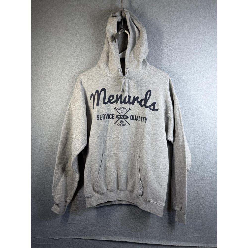 Hanes Hoodie Mens Medium Gray Pullover Fleece Menards Graphic Sweatshirt